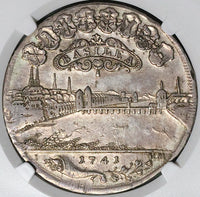 1741 NGC XF Basel Thaler Dragon City View Swiss Canton Silver Coin (24051101D)