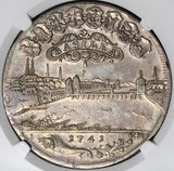 1741 NGC XF Basel Thaler Dragon City View Swiss Canton Silver Coin (24051101D)