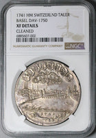 1741 NGC XF Basel Thaler Dragon City View Swiss Canton Silver Coin (24051101D)