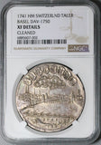 1741 NGC XF Basel Thaler Dragon City View Swiss Canton Silver Coin (24051101D)