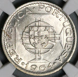 1964 NGC MS 65 Timor 10 Escudos Portugal Colony Gem Silver Coin (23101503C)