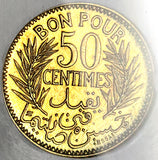 1945 NGC MS 65 Tunisia 50 Centimes Essai Piefort France Paris PL Coin (25050702C)
