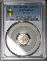 1886 PCGS MS 65 Ottoman Turkey 1 Kurush 1293/11 Silver Coin (24021901C)