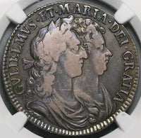 1690 NGC VF 25 William Mary 1/2 Crown Great Britain RARE Silver Coin POP 2/1 (24112803C)
