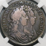 1690 NGC VF 25 William Mary 1/2 Crown Great Britain RARE Silver Coin POP 2/1 (24112803C)