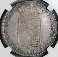 1690 NGC VF 25 William Mary 1/2 Crown Great Britain RARE Silver Coin POP 2/1 (24112803C)