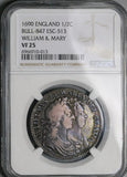 1690 NGC VF 25 William Mary 1/2 Crown Great Britain RARE Silver Coin POP 2/1 (24112803C)