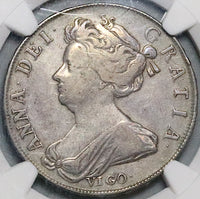 1703 NGC VF 35 Anne Vigo 1/2 Crown WINGS Great Britain England Spanish Treasure Silver Coin (24053101C)