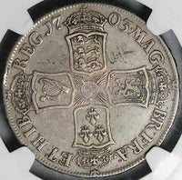 1703 NGC VF 35 Anne Vigo 1/2 Crown WINGS Great Britain England Spanish Treasure Silver Coin (24053101C)