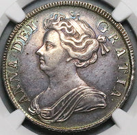 1707 NGC AU 55 Anne 1/2 Crown Great Britain England Silver Coin (23112601D)