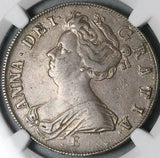 1707-E NGC XF 40 Anne 1/2 Crown Great Britain England Silver Coin (24012001C)