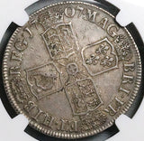 1707-E NGC XF 40 Anne 1/2 Crown Great Britain England Silver Coin (24012001C)