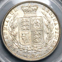 1844 PCGS AU 55 Victoria 1/2 Crown Great Britain OGH Silver Coin (23111801C)