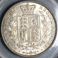 1844 PCGS AU 55 Victoria 1/2 Crown Great Britain OGH Silver Coin (23111801C)