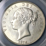1874 PCGS MS 61 Victoria 1/2 Crown Great Britain OGH Silver Coin (24041102C)