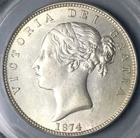 1874 PCGS MS 61 Victoria 1/2 Crown Great Britain OGH Silver Coin (24041102C)