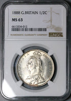 1888 NGC MS 63 Victoria 1/2 Crown Great Britain Jubilee Head Silver Coin (24082202C)