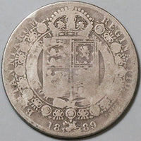 1889 Victoria 1/2 Crown HC Ball Countermark Great Britain Silver Coin (23100701R)
