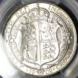 1902 PCGS MS 63 Edward VII 1/2 Crown Great Britain PQ Silver Coin (26021602C)