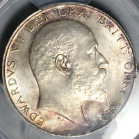 1902 PCGS MS 64 Edward VII 1/2 Crown Great Britain Sterling Silver Coin (25053103C)