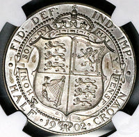 1902 NGC PF 63 Edward VII 1/2 Crown Great Britain Proof Matt Silver Coin (25070202C)