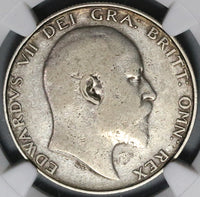 1905 NGC F 12 Edward VII 1/2 Crown Great Britain Key 166k Silver Coin (22122502D)
