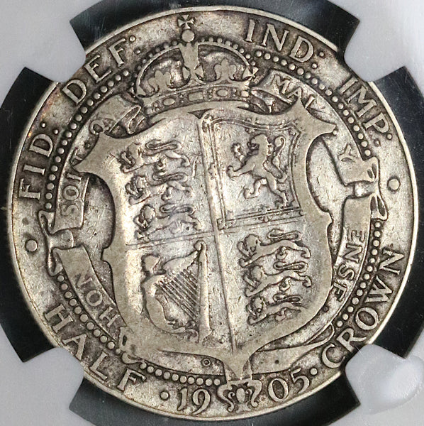 1905 NGC F 12 Edward VII 1/2 Crown Great Britain Key 166k Silver Coin (22122502D)