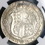 1909 NGC MS 62 Edward VII 1/2 Crown Great Britain Rare Silver Coin (23121602D)