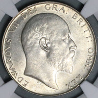 1910 NGC AU 58 Edward VII 1/2 Crown Great Britain Scarce Silver Coin (25090701D)