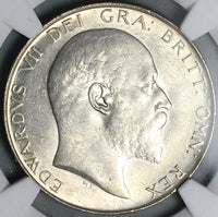 1910 NGC AU 58 Edward VII 1/2 Crown Great Britain Scarce Silver Coin (25090701D)