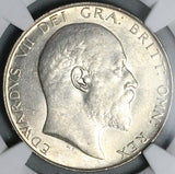 1910 NGC AU 58 Edward VII 1/2 Crown Great Britain Scarce Silver Coin (25090701D)