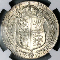 1910 NGC AU 58 Edward VII 1/2 Crown Great Britain Scarce Silver Coin (25090701D)