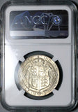 1910 NGC AU 58 Edward VII 1/2 Crown Great Britain Scarce Silver Coin (25090701D)