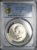 1911 PCGS MS 64 1/2 Crown Great Britain George V Sterling Silver Coin (26073101C)