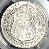 1918 PCGS MS 65 1/2 Crown George V Great Britain Gem Sterling Silver Coin (25120904)