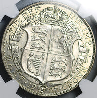 1927 NGC MS 63 1/2 Crown George V Great Britain Mint State Silver Coin (25072402C)