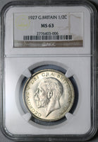 1927 NGC MS 63 1/2 Crown George V Great Britain Mint State Silver Coin (25072402C)