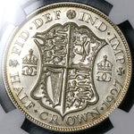 1927 NGC PF 65 George V 1/2 Crown Great Britain Proof Silver Coin (23052201C)