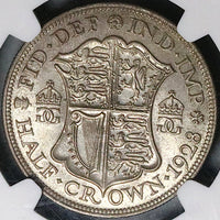 1928 NGC MS 63 1/2 Crown George V Great Britain Mint State Silver Coin (23102001C)