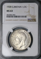 1928 NGC MS 63 1/2 Crown George V Great Britain Mint State Silver Coin (23102001C)