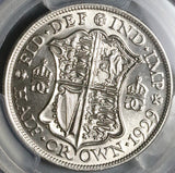 1929 PCGS MS 64 George V 1/2 Crown Great Britain GEM Silver Coin (25091003C)