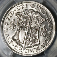 1929 PCGS MS 64 George V 1/2 Crown Great Britain GEM Silver Coin (25091003C)