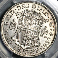 1930 PCGS AU 50 George V Rare 1/2 Crown Great Britain Silver Coin (25021002D)