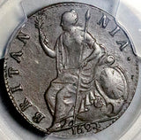 1694 PCGS AU 55 William Mary 1/2 Penny Great Britain England Colonial Copper Coin (26082902C)