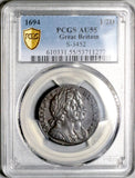 1694 PCGS AU 55 William Mary 1/2 Penny Great Britain England Colonial Copper Coin (26082902C)