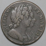 1694 William Mary 1/2 Penny VF Great Britain Colonial Coin (25112202R)