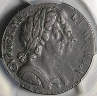 1694 PCGS XF 40 William Mary 1/2 Penny England Great Britain Coin (23050801C)