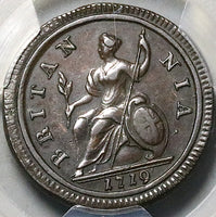 1719 PCGS AU 53 1/2 Penny George I Copper Great Britain Coin S-3660 POP 1/0 (25092402C)
