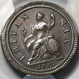 1719 PCGS AU 53 1/2 Penny George I Copper Great Britain Coin S-3660 POP 1/0 (25092402C)
