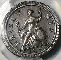 1719 PCGS AU 53 1/2 Penny George I Copper Great Britain Coin S-3660 POP 1/0 (25092402C)